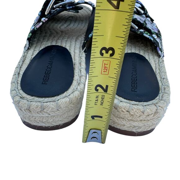 Rebecca Minkoff Jodi Black Pink Floral Double Buckle Strap Espadrilles Sandal 6M - Picture 5 of 10